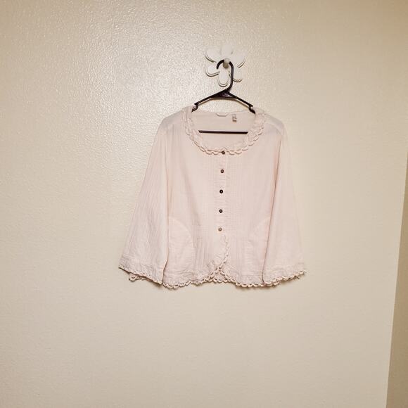 KLEEN Cottagecore Coquette Crochet Gauzy Top Soft Lagenlook - Picture 8 of 13